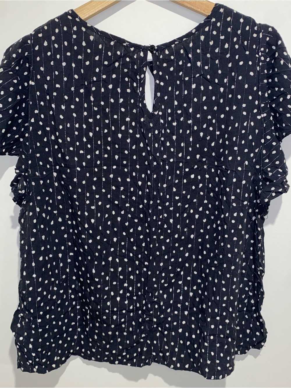 Women’s Navy Dot Pintuck Blouse - Picture 5 of 5